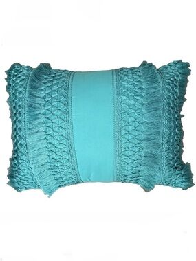 Unique Boho Fringe Turquoise Blue 10x15 Decor Pillow Bohemian Braided